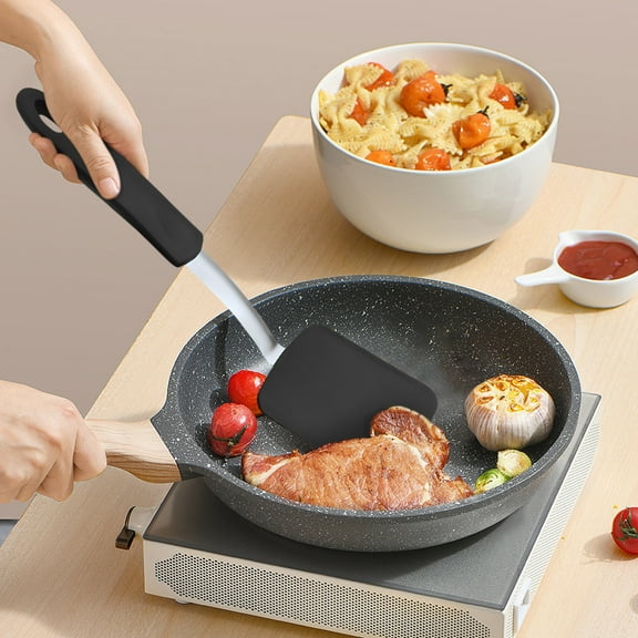 Non-Stick Pot Spatula, Kitchen Turners for Cooking - Easy to Clean Stainless Steel & Rubber Handle, Heat Resistant, Safe & Reliable - 24.5 x 6.5 cm, 1 Count