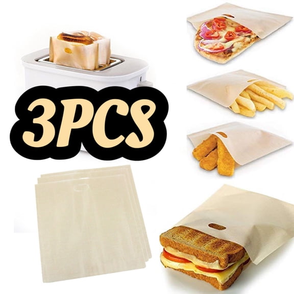 Non Stick Reusable Toaster Bags - Toaster Sandwich Bags Grilled Cheese Toaster Bags Reusable Bags for Food - Fiberglass Heat Resistant Toaster Bags for Grilled Cheese Sandwiches, Toaster Sleeves