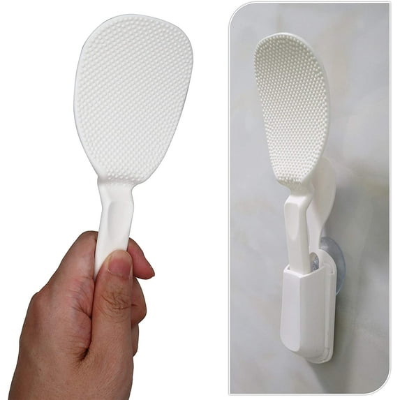 Non Stick Rice Paddle Spatula with Suction Cup Holder Rack for Rice Potato
