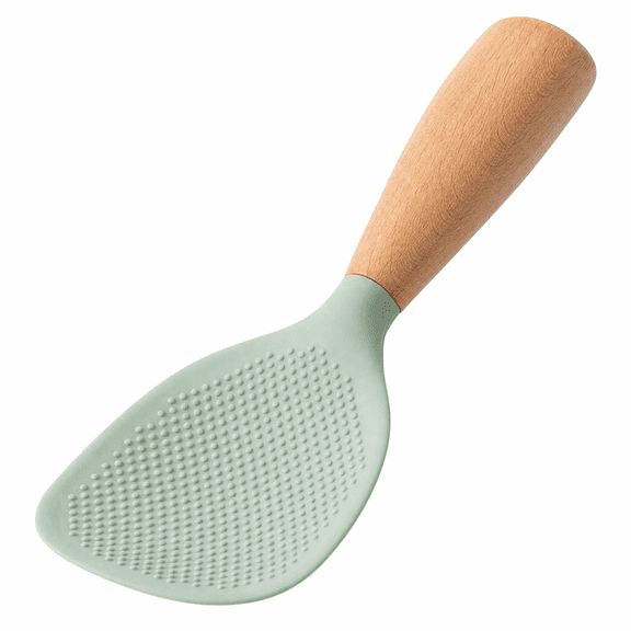 Non-Stick Rice Paddle with Wood Handle 8.7" Food Grade Rice Spoon for Non-Stick Cookware, Sage Green