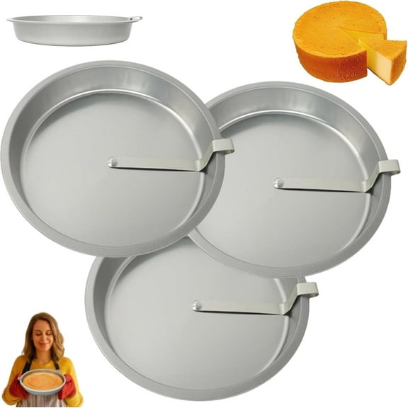 Non-Stick Round Cake Baking Pan - With Built-In Swivel Blade, Easy Release Cake Tin for Homemade Cakes, Pastries & Baking
