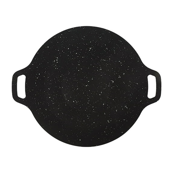 Non-Stick Round Cast Iron Grill Pan – Korean BBQ Griddle for Indoor/Outdoor Cooking, Baking & Camping, Heavy-Duty & Multi-Functional