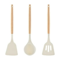 Non-Stick Silicone Cooking Utensils Set with Wooden Handles – Heat-Resistant, Dishwasher Safe Spatulas and Soup Ladle for Versatile Kitchen Use by Home Chefs and Culinary Enthusiasts