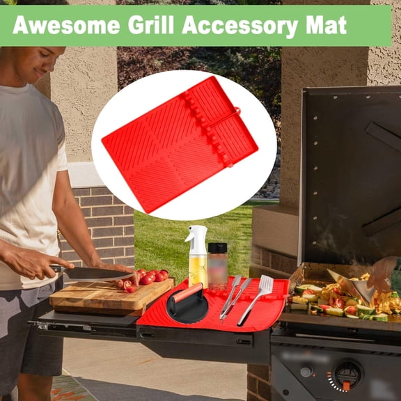 Non-Stick Silicone BBQ Grill Mat Heat Cooking Pad Protective Side Shelf Liner for Outdoor Grilling Accessories