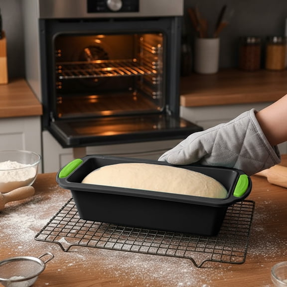Non-Stick Silicone Loaf Pan, 11.4 x 5.3 Inch for Baking Bread, Quiche, Meatloaf, and Lasagna, Easy Release and Clean, Safe for Oven, Microwave, and Freezer Use