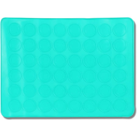 Non-Stick Silicone Macaron Baking Mat Sheet 48 Capacity for Macarons Cookies Pastry, Teal 15" x 11"