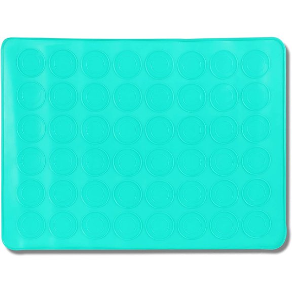Non-Stick Silicone Macaron Baking Mat Sheet 48 Capacity for Macarons Cookies Pastry, Teal 15" x 11"
