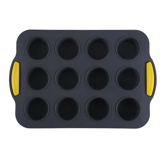 Non-Stick Silicone Muffin Pan, 12-Cup BPA-Free Cupcake Mold with Easy-Grip Handles for Effortless Baking