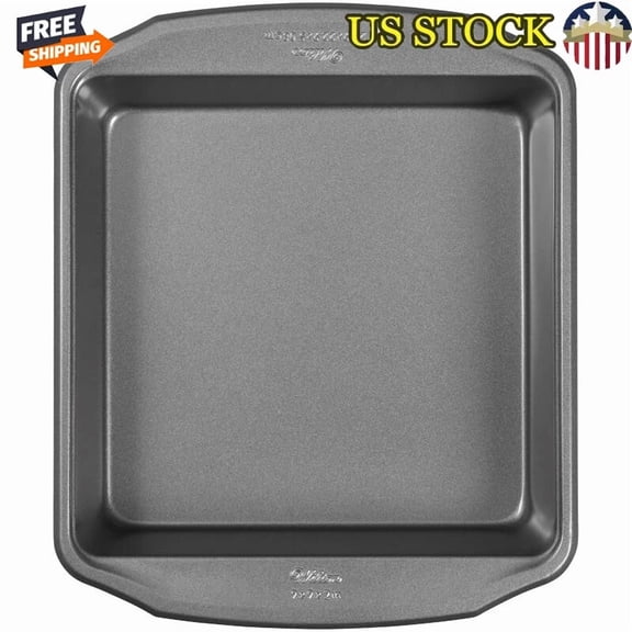 Non-Stick Square Cake Pan 9X9 Heavyweight Steel Ergonomic Handles Baking Tools