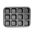 thumbnail image 1 of Non-Stick Square Muffin Pan, Ongmies 12 Cup Square Baking Pan Non Stick Baking Pan Bread Plaid Cake Baking Tools, Black*2, 1 of 2