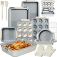 thumbnail image 1 of Non-Stick Stackable Baking Pans Set, 25 PCS Oven Safe Bakeware with Silicone Handles, Heavy-Duty Cookie Sheets 450 ° F, 1 of 7
