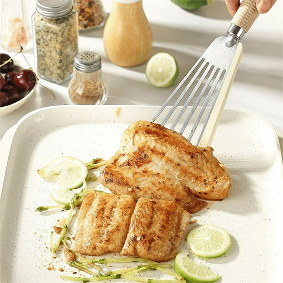 Non-Stick Fish Spatula, Stainless Steel Hollow Spatula, Multifunctional Shovel, Easy Clean, Ergonomic Handle, Kitchen Utensils, Cooking Spatula, Dishwashing Safe, Heavy Duty, Cooking Tools TOPLIU