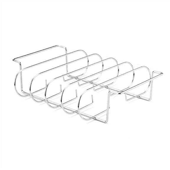 Non-Stick Stainless Steel Rib Rack for Grilling, Holds 4 Rib Racks for Grilling Grill Racks Silver