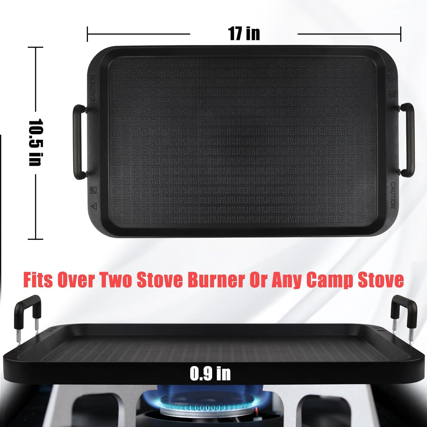 Non-Stick Stovetop Griddle, Aluminum, Dishwasher Safe, 17x10.5