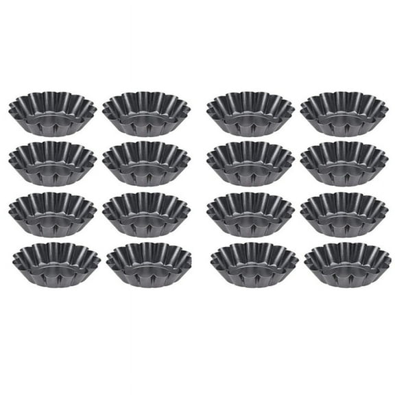 Non-Stick Tart Quiche Flan Pan Mold Muffin Cup Pie Pizza Cake Mold Cupcake Egg Tart Tartlet Baking Mold 16Pcs