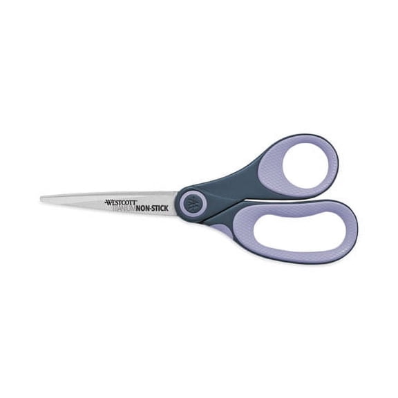 "Non-Stick Titanium Bonded Scissors, 8"" Long, 3.25"" Cut Length, Gray/purple Straight Handle | Bundle of 10 Each"