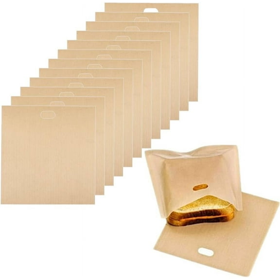 Non-Stick Toaster Bags Reusable 12Pcs Easy to Clean and Heat Resistant Toaster Oven Bags Perfect for Grilled Cheese Sandwiches6.3 x 7 Inch