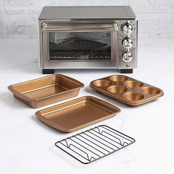 Non-Stick Toaster Oven Bakeware Set, 4 Piece, Carbon Steel, Easy to Clean and Perfect for Single Servings