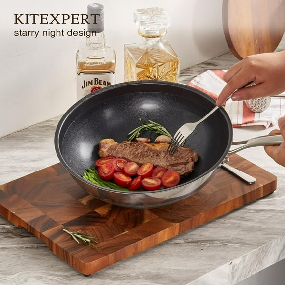 Non Stick Wok Pan with Lid, 12" Ceramic Stir-fry Pan, PFAS PFOA , Dishwasher Safe, Oven Safe, All Cooktop Compatible