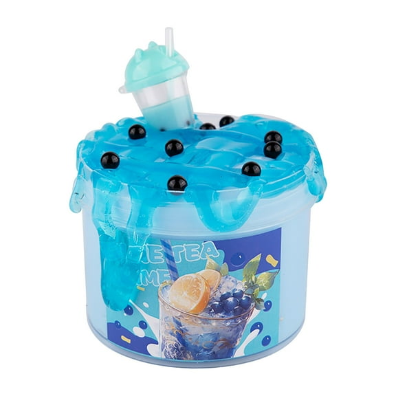 DIY Bo-ba Milk Tea Slime Kit | Crystal Clear Non-Sticky Mud with Pearl Charms | Sensory Stress Relief Toy for Party Favors and Gifts