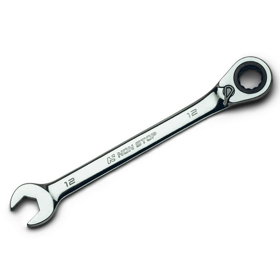 Non Stop 12 mm Ultrafine 120-Tooth Reversible Ratcheting Combination Wrench