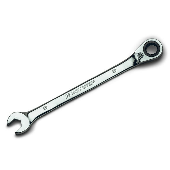 Non Stop 9 mm Ultrafine 90-Tooth Reversible Ratcheting Combination Wrench