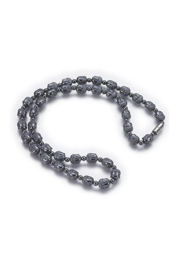 Non-Strong Hematite Mala Necklaces Strong Buddha 22.9 Inches 58.3Cm Z543