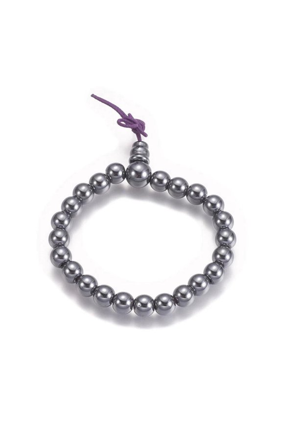 Non-Strong Synthetic Hematite Stretch Bracelet Round 2inches(50mm) Z172