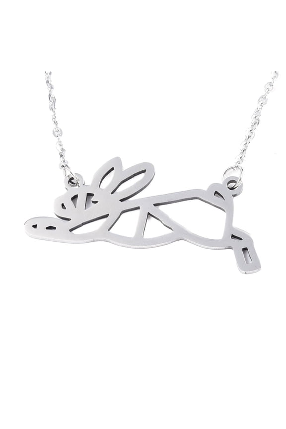 Non-201 Stainless Steel Bunny Pendant Necklaces with Cable Chains Filigree Rabbit Stainless Steel Color 17.3 inch(44cm) 2mm Hare: 16x35x1mm