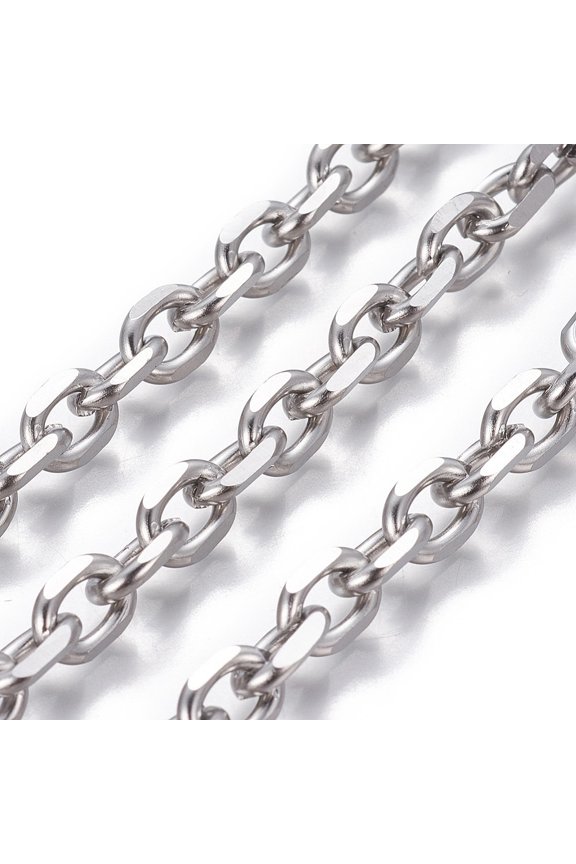 Non-Tarnish 201 Stainless Steel Cable Chains Diamond Cut Chains Unwelded Stainless Steel Color 6.50x2mm