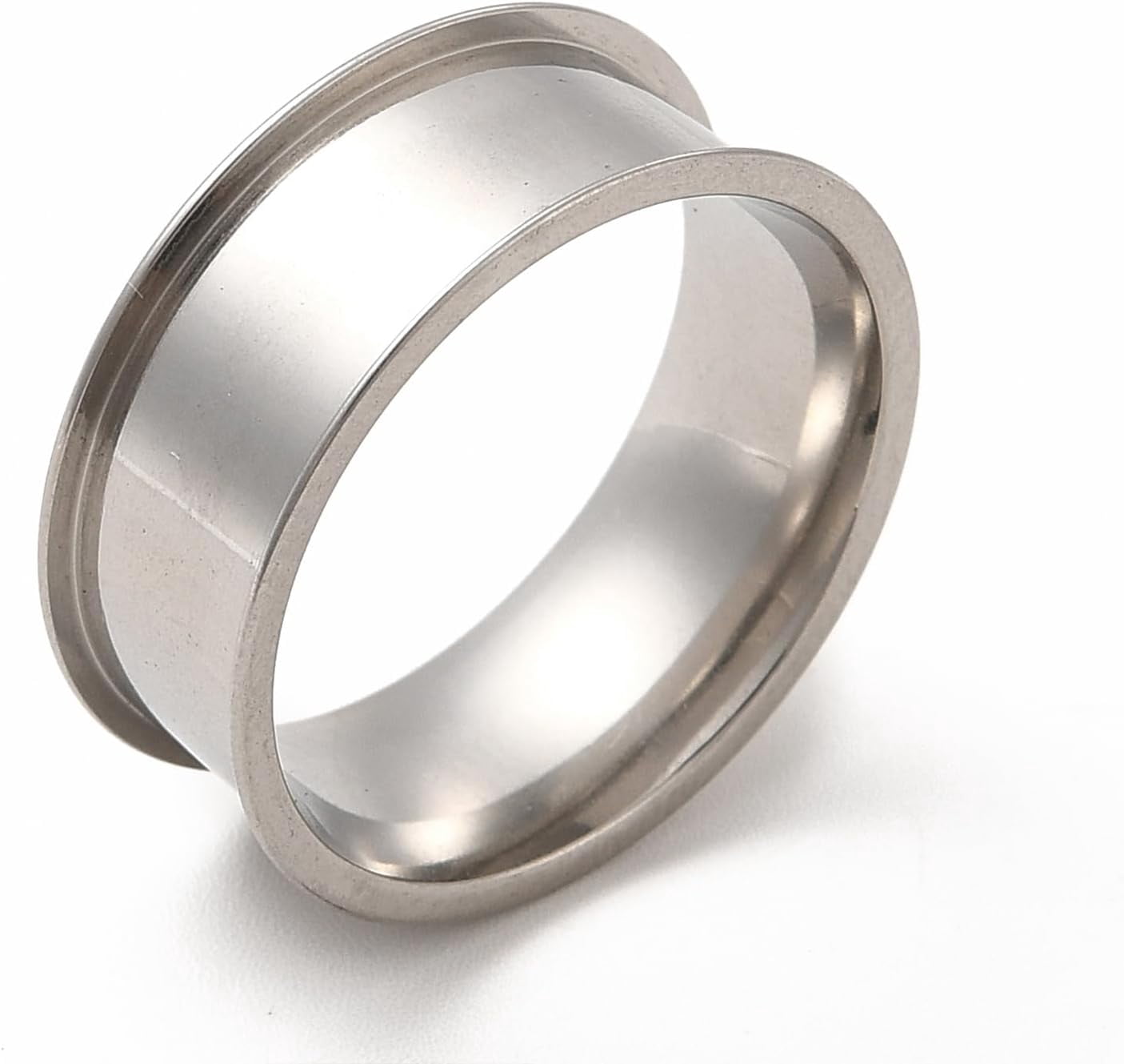 Non-Tarnish 201 Stainless Steel Grooved Finger Ring Settings Ring Core ...