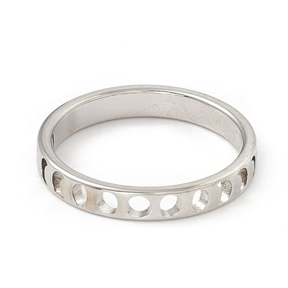 Non-Tarnish 201 Stainless Steel Moon Phase Finger Ring for Women Stainless Steel color US Size 7 3/4(17.9mm)
