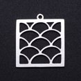 thumbnail image 1 of Non-201 Stainless Steel Pendants Filigree Joiners Findings Laser Cut Square with Spindrift Stainless Steel Color 22x20x1mm Hole: 1.4mm, 1 of 3
