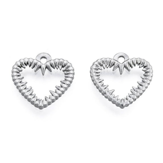 Non-201 Stainless Steel Pendants Heart Stainless Steel Color 15x15.5x1.5mm Hole: 1.4mm