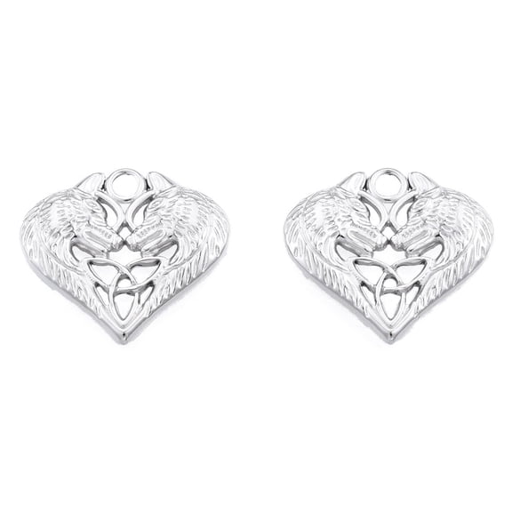 Non-Tarnish 201 Stainless Steel Pendants Heart with Wolf & Trinity Knot Stainless Steel Color 19x20.5x2.5mm Hole: 2.5mm
