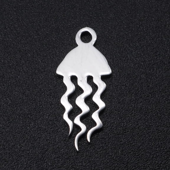 Non-Tarnish 201 Stainless Steel Pendants Jellyfish Stainless Steel Color 17x7x1mm Hole: 1.5mm