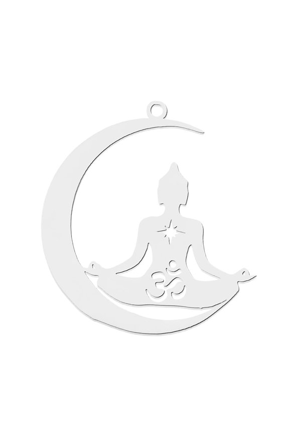 Non-Tarnish 201 Stainless Steel Pendants Laser Cut Moon with Stainless Steel color 32x29.5x1mm Hole: 1.6mm 201 Stainless Steel