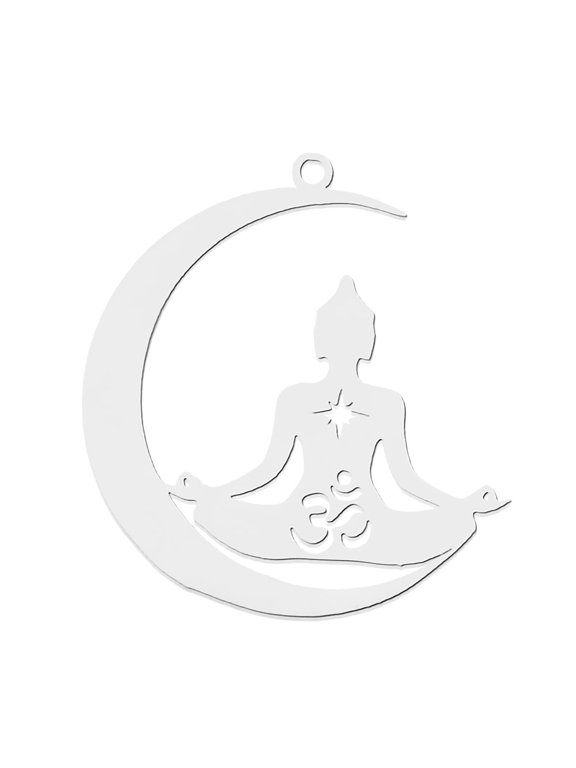 Non-Tarnish 201 Stainless Steel Pendants Laser Cut Moon with Stainless Steel color 32x29.5x1mm Hole: 1.6mm 201 Stainless Steel