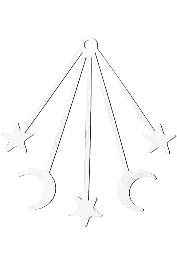 Non-Tarnish 201 Stainless Steel Pendants Laser Cut Moon with Star Stainless Steel Color 41x34.5x1mm Hole: 1.8mm