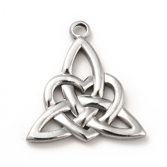 Non-Tarnish 201 Stainless Steel Pendants Trinity Knot Charms Stainless Steel Color 27.5x25.5x3mm Hole: 3mm