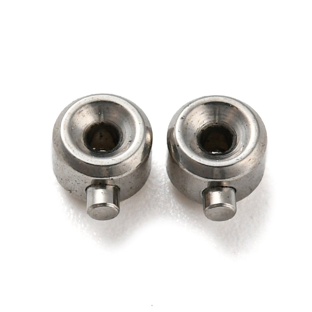 Non-303 Stainless Steel Crimp Beads Column Stainless Steel Color 4x3x2.4mm Hole: 0.7mm