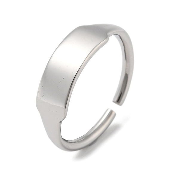 Non-304 Stainless Steel Blank Rectangle Open Cuff Rings for Women Stainless Steel Color Size 6 3/4(17.1mm)