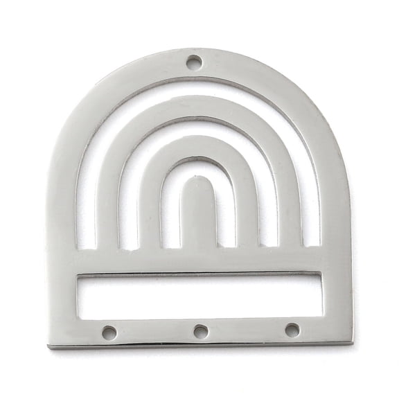 Non-304 Stainless Steel Chandelier Component Links Laser Cut Arch Shape Stainless Steel color 25x24.5x1mm Hole: 1.2mm