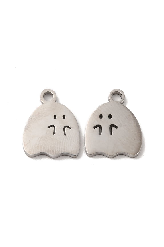 Non-Tarnish 304 Stainless Steel Charms Ghost Charm Stainless Steel color 14x11x1.5mm Hole: 2mm