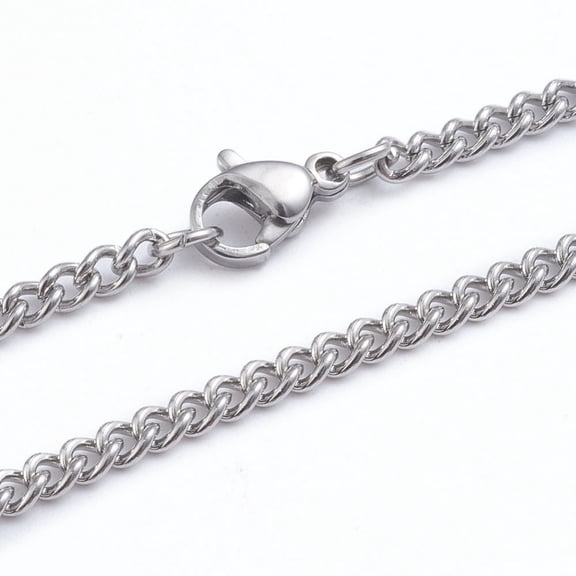 Non-304 Stainless Steel Curb Chains Twist Chains Necklaces with Lobster Claw Clasps Stainless Steel Color 20 inch(50.8cm) DIY