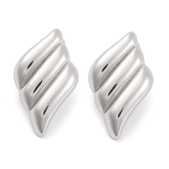 Non-Tarnish 304 Stainless Steel Earring Rhombus Stainless Steel Color 27x16mm