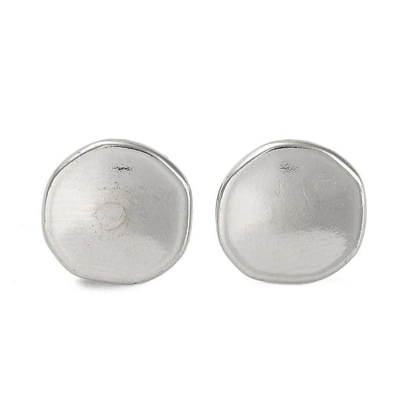 Non-304 Stainless Steel Flat Round Ear Studs for Women Stainless Steel Color 12x12.5mm