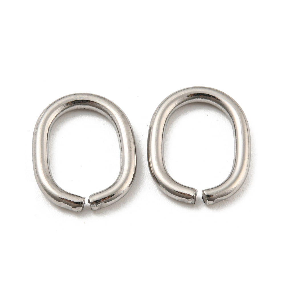 Non-Tarnish 304 Stainless Steel Jump Rings Open Jump Rings Oval Stainless Steel color 12 Gauge 13.5x11x2mm Inner Diameter: 11x7mm