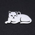 thumbnail image 1 of Non-Tarnish 304 Stainless Steel Kitten Pendants Lying Down Cat Shape Stainless Steel Color 9.5x19x1mm Hole: 1.2mm, 1 of 3