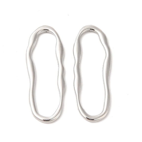 Non-304 Stainless Steel Linking Rings Irregular Oval Stainless Steel Color 35x13x2mm Inner Diameter: 30.5x7.5mm